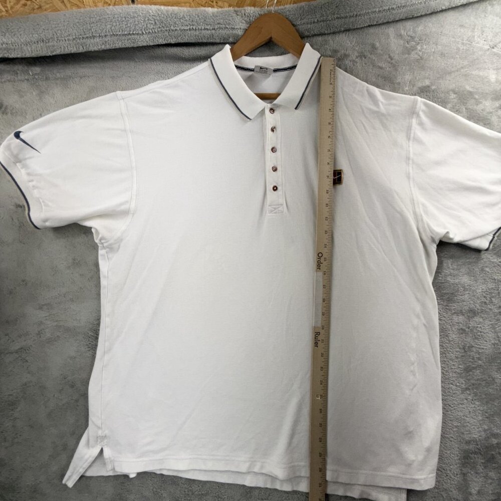 Vintage Nike Polo Shirt Mens XL White Patch Swoosh Tennis Court Golf 90s Y2K - Picture 10 of 15